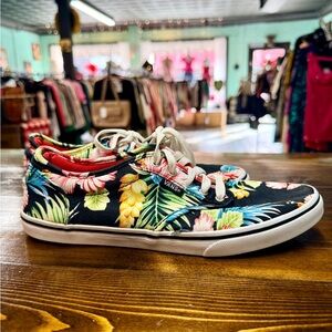Vans Women's Tropical Canvas Sneakers - Black and Multicolor